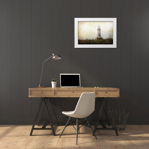 Lonely Lighthouse II White Modern Wood Framed Art Print by Van Swearingen, Debra