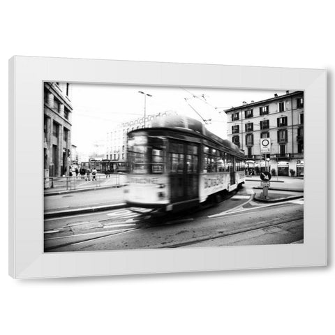 In Town White Modern Wood Framed Art Print by Aledanda