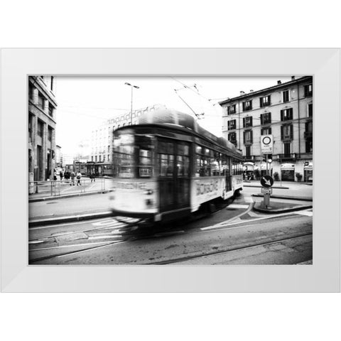 In Town White Modern Wood Framed Art Print by Aledanda