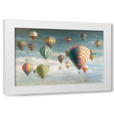 Hot Air Balloons with Pink Crop White Modern Wood Framed Art Print by Nai, Danhui