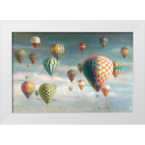 Hot Air Balloons with Pink Crop White Modern Wood Framed Art Print by Nai, Danhui