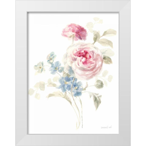 Cottage Garden II on White White Modern Wood Framed Art Print by Nai, Danhui