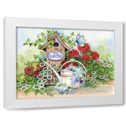Le Jardin White Modern Wood Framed Art Print by McKenna, Kathleen Parr
