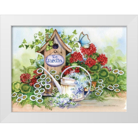 Le Jardin White Modern Wood Framed Art Print by McKenna, Kathleen Parr