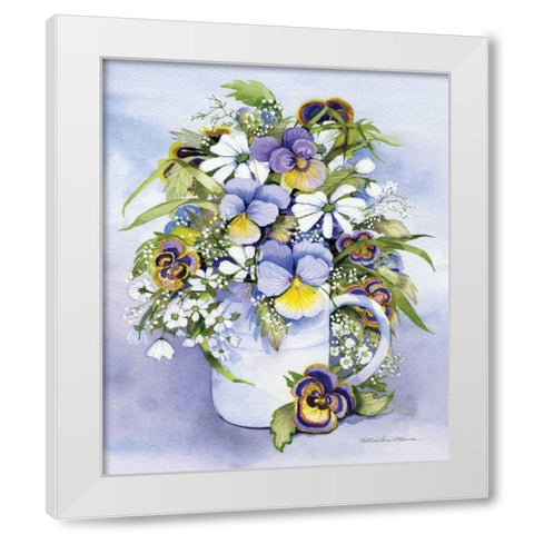 Pansies Perfect White Modern Wood Framed Art Print by McKenna, Kathleen Parr