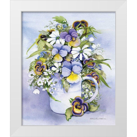 Pansies Perfect White Modern Wood Framed Art Print by McKenna, Kathleen Parr