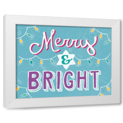 Merry and Bright Aqua White Modern Wood Framed Art Print by Urban, Mary