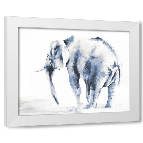 Lone Elephant Blue Gray Crop White Modern Wood Framed Art Print by Valle, Aimee Del
