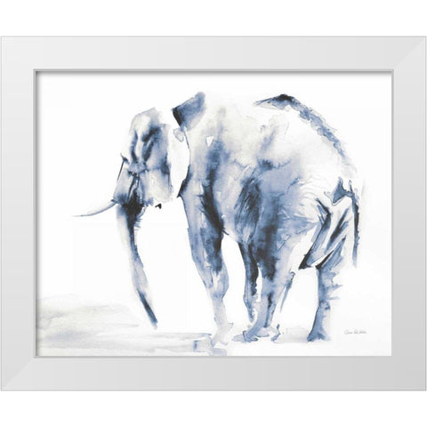 Lone Elephant Blue Gray Crop White Modern Wood Framed Art Print by Valle, Aimee Del
