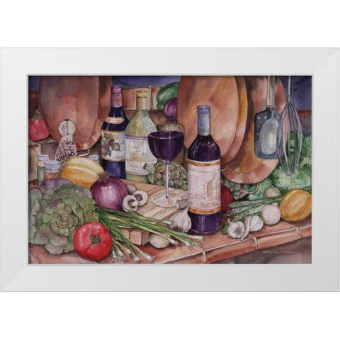 Gourmet Night White Modern Wood Framed Art Print by McKenna, Kathleen Parr
