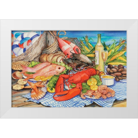Seafood Platter White Modern Wood Framed Art Print by McKenna, Kathleen Parr