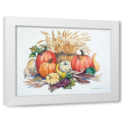 Pumpkin Harvest White Modern Wood Framed Art Print by McKenna, Kathleen Parr