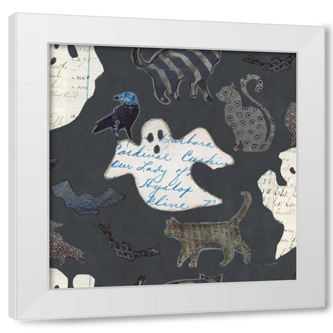 Halloween Whimsy Pattern III White Modern Wood Framed Art Print by Prahl, Courtney