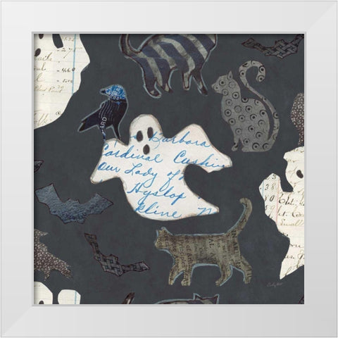 Halloween Whimsy Pattern III White Modern Wood Framed Art Print by Prahl, Courtney