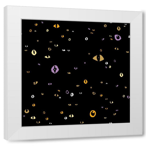 Spooky Halloween Pattern II White Modern Wood Framed Art Print by Wild Apple Portfolio