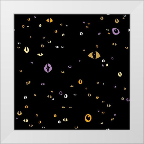 Spooky Halloween Pattern II White Modern Wood Framed Art Print by Wild Apple Portfolio