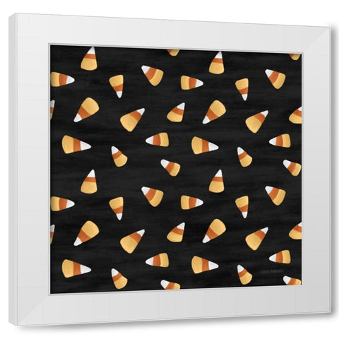Haunted Halloween Pattern I White Modern Wood Framed Art Print by Marshall, Laura