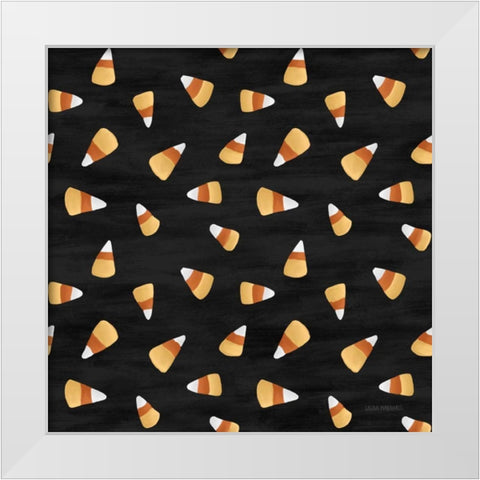 Haunted Halloween Pattern I White Modern Wood Framed Art Print by Marshall, Laura