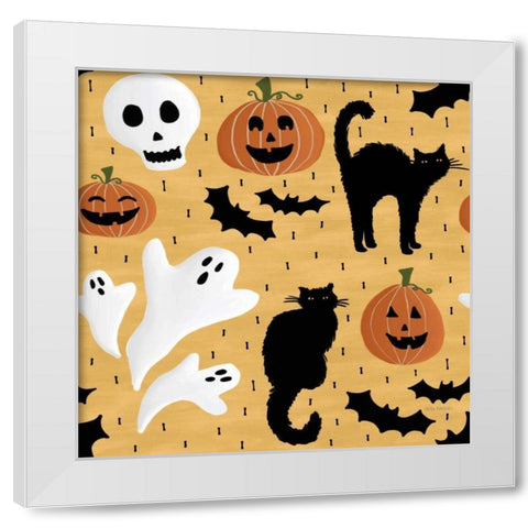 Haunted Hallowee Pattern IV White Modern Wood Framed Art Print by Marshall, Laura