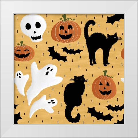 Haunted Hallowee Pattern IV White Modern Wood Framed Art Print by Marshall, Laura