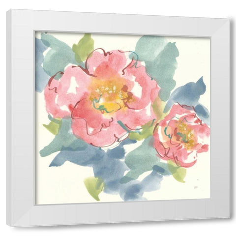 Peony in the Pink I White Modern Wood Framed Art Print by Paschke, Chris