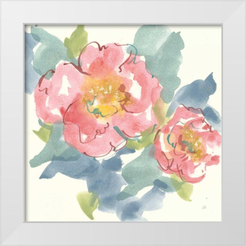 Peony in the Pink I White Modern Wood Framed Art Print by Paschke, Chris