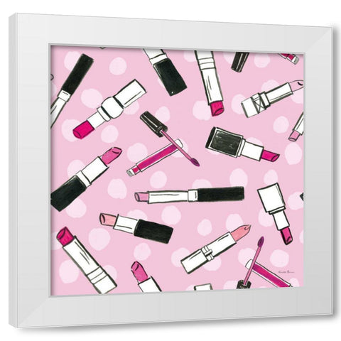 Think Pink Pattern IVA White Modern Wood Framed Art Print by Zaman, Farida