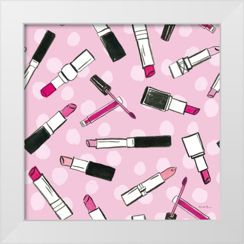 Think Pink Pattern IVA White Modern Wood Framed Art Print by Zaman, Farida