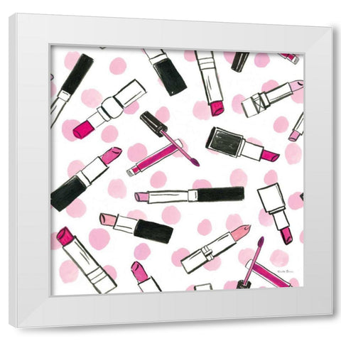 Think Pink Pattern IVB White Modern Wood Framed Art Print by Zaman, Farida
