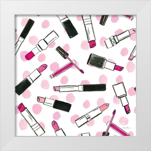Think Pink Pattern IVB White Modern Wood Framed Art Print by Zaman, Farida