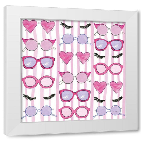 Think Pink Pattern V White Modern Wood Framed Art Print by Zaman, Farida