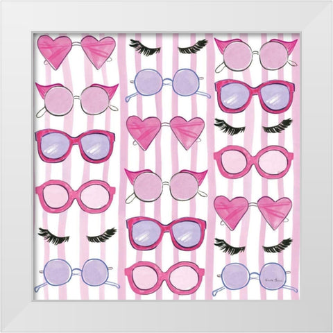 Think Pink Pattern V White Modern Wood Framed Art Print by Zaman, Farida