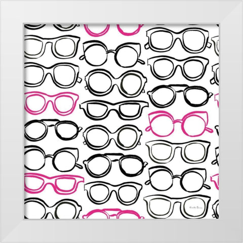 Think Pink Pattern VII White Modern Wood Framed Art Print by Zaman, Farida