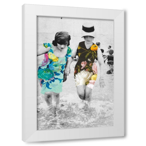 Beach Party White Modern Wood Framed Art Print by Wild Apple Portfolio