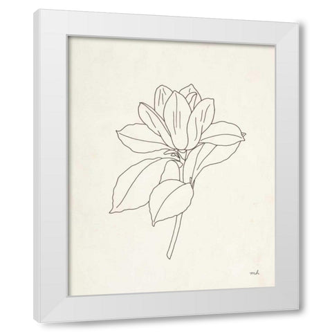 Magnolia Line Drawing White Modern Wood Framed Art Print by Hershey, Moira