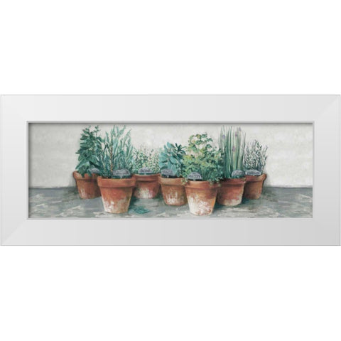 Pots of Herbs II Cottage v2 White Modern Wood Framed Art Print by Rowan, Carol