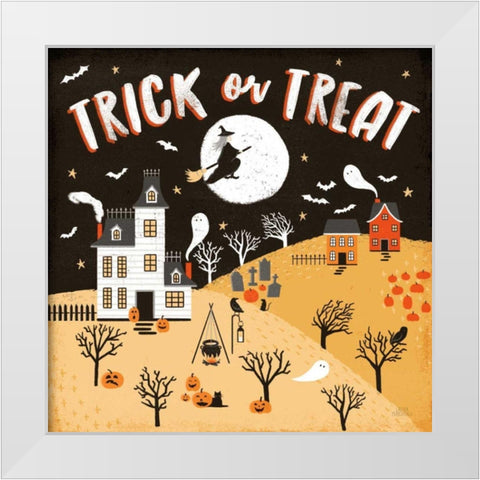Spooky Village III White Modern Wood Framed Art Print by Marshall, Laura