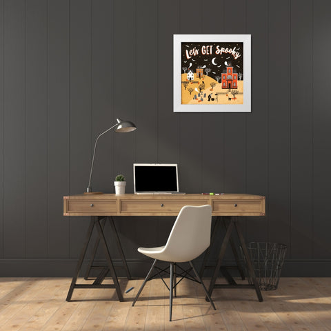 Spooky Village IV White Modern Wood Framed Art Print by Marshall, Laura