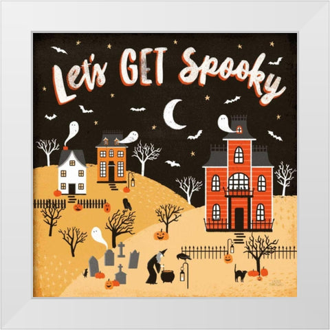 Spooky Village IV White Modern Wood Framed Art Print by Marshall, Laura