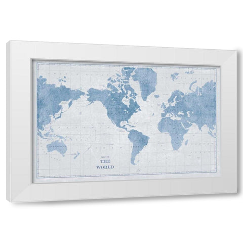 World Map White and Blue White Modern Wood Framed Art Print by Schlabach, Sue