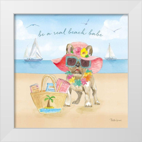 Summer Paws IV White Modern Wood Framed Art Print by Grove, Beth