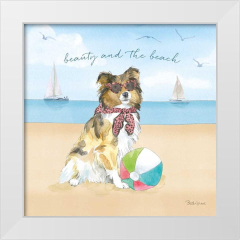 Summer Paws V White Modern Wood Framed Art Print by Grove, Beth