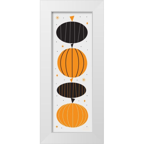Festive Fright Pumpkins White Modern Wood Framed Art Print by Mullan, Michael
