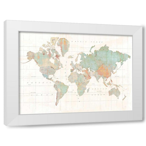 Across the World v3 Blue White Modern Wood Framed Art Print by Schlabach, Sue