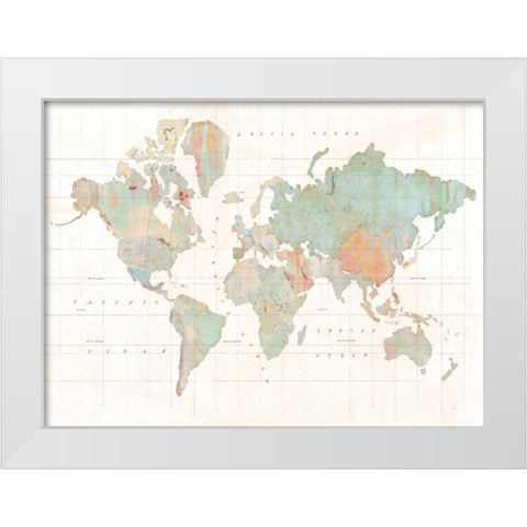 Across the World v3 Blue White Modern Wood Framed Art Print by Schlabach, Sue