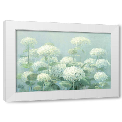 White Hydrangea Garden Sage Crop White Modern Wood Framed Art Print by Nai, Danhui