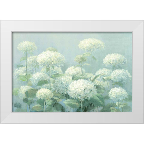 White Hydrangea Garden Sage Crop White Modern Wood Framed Art Print by Nai, Danhui