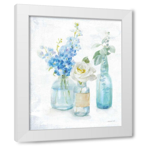 Beach Cottage Florals II - No Shells White Modern Wood Framed Art Print by Nai, Danhui