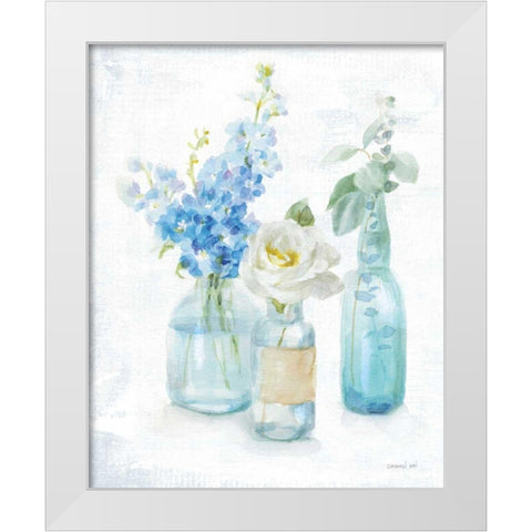 Beach Cottage Florals II - No Shells White Modern Wood Framed Art Print by Nai, Danhui