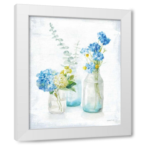 Beach Cottage Florals III - No Shells White Modern Wood Framed Art Print by Nai, Danhui